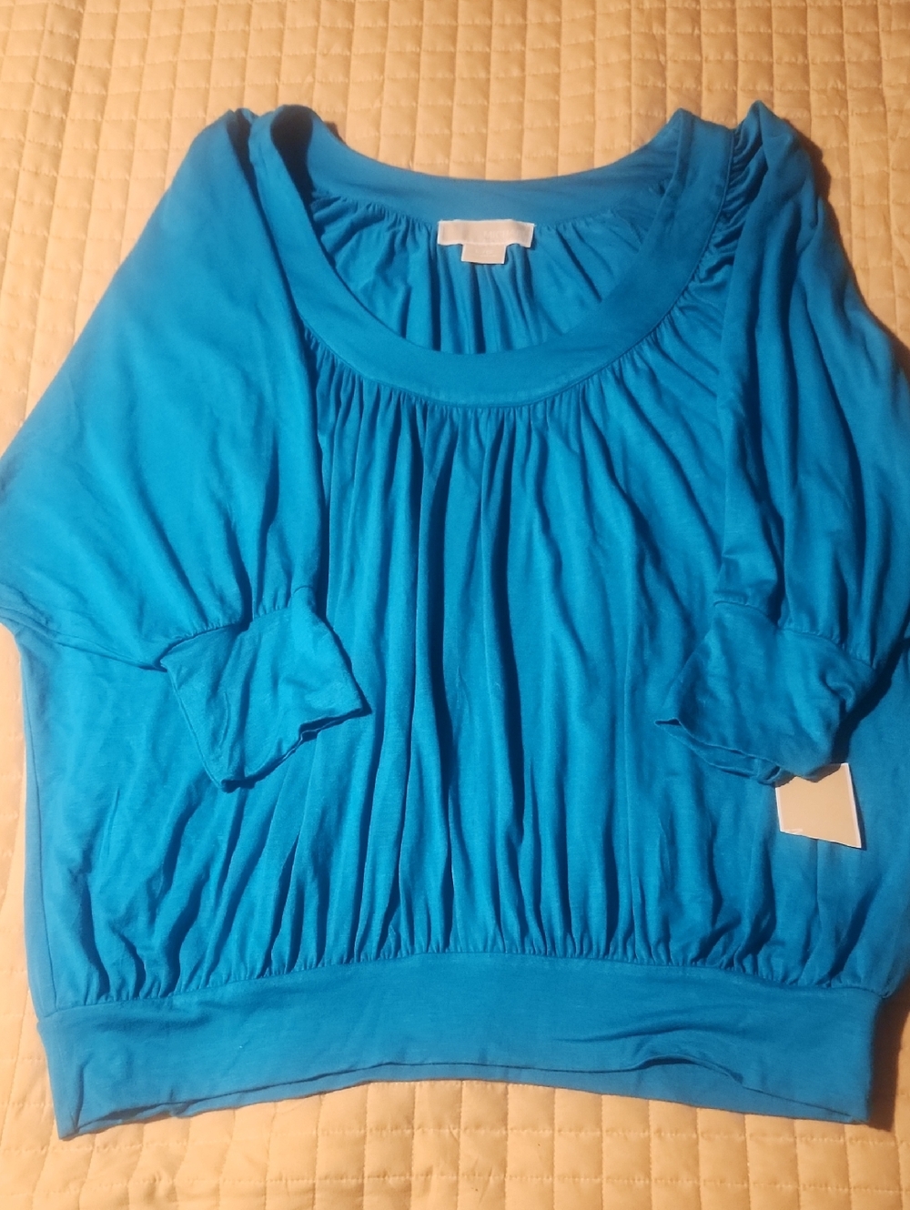 MICHAEL Michael Kors Turquoise Gathered Scoop Neck Top